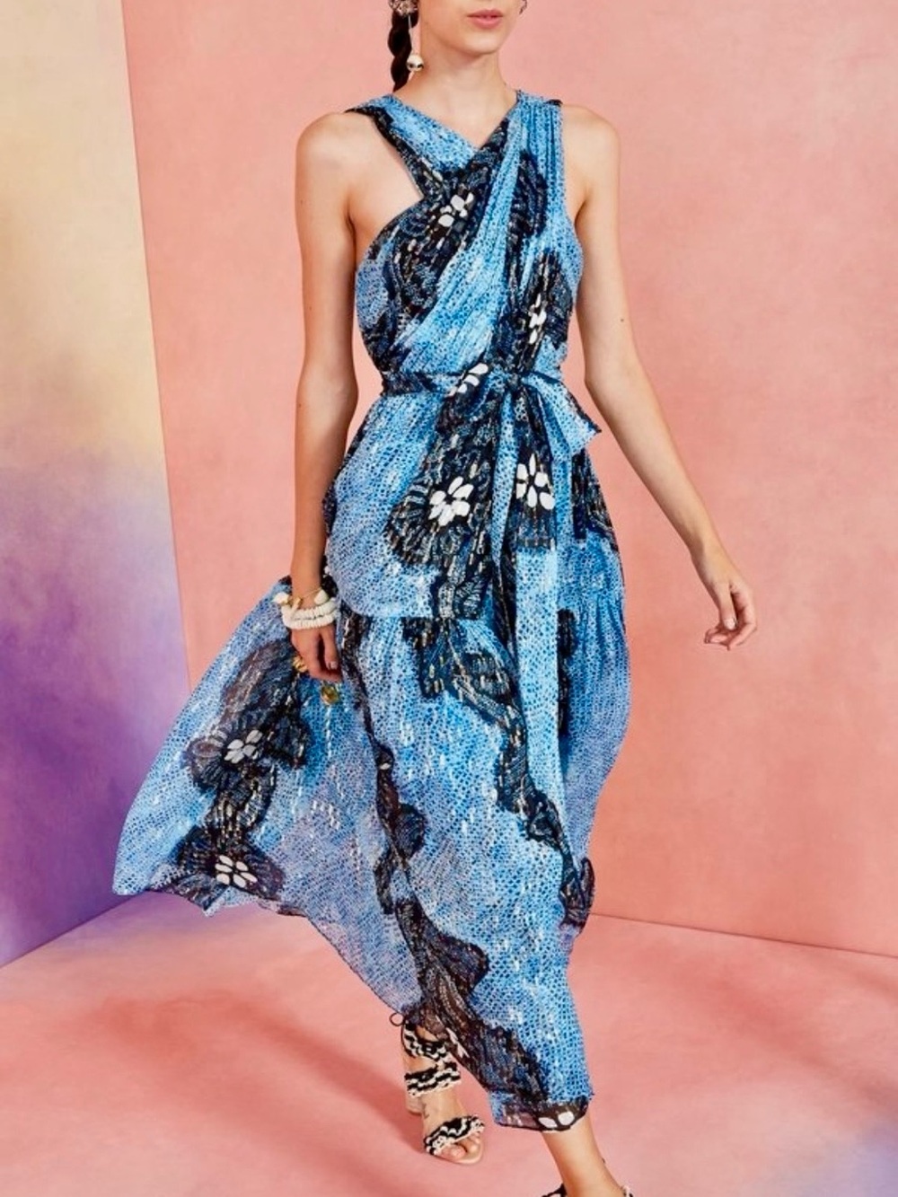 πΊπHPππΊ NWT Ulla Johnson Adora Silk Chiffon Midi Dress Sky - Picture 4 of 17